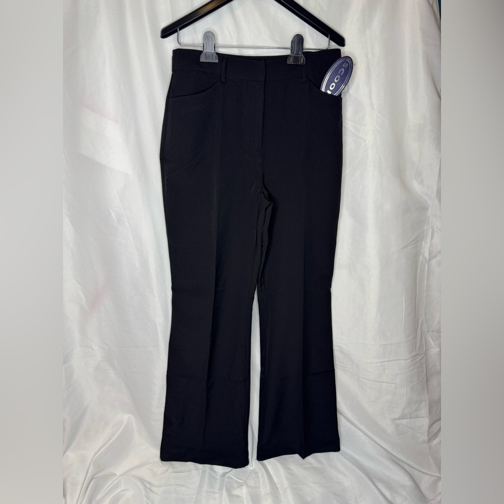 Black Boot Cut Flare Pants with Structured Fabric